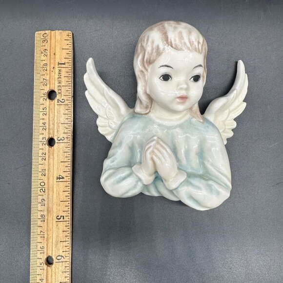 Vintage Porcelain Praying Angel Wall Hanging Goebel West Germany Hul 718 B Blue - Picture 9 of 10